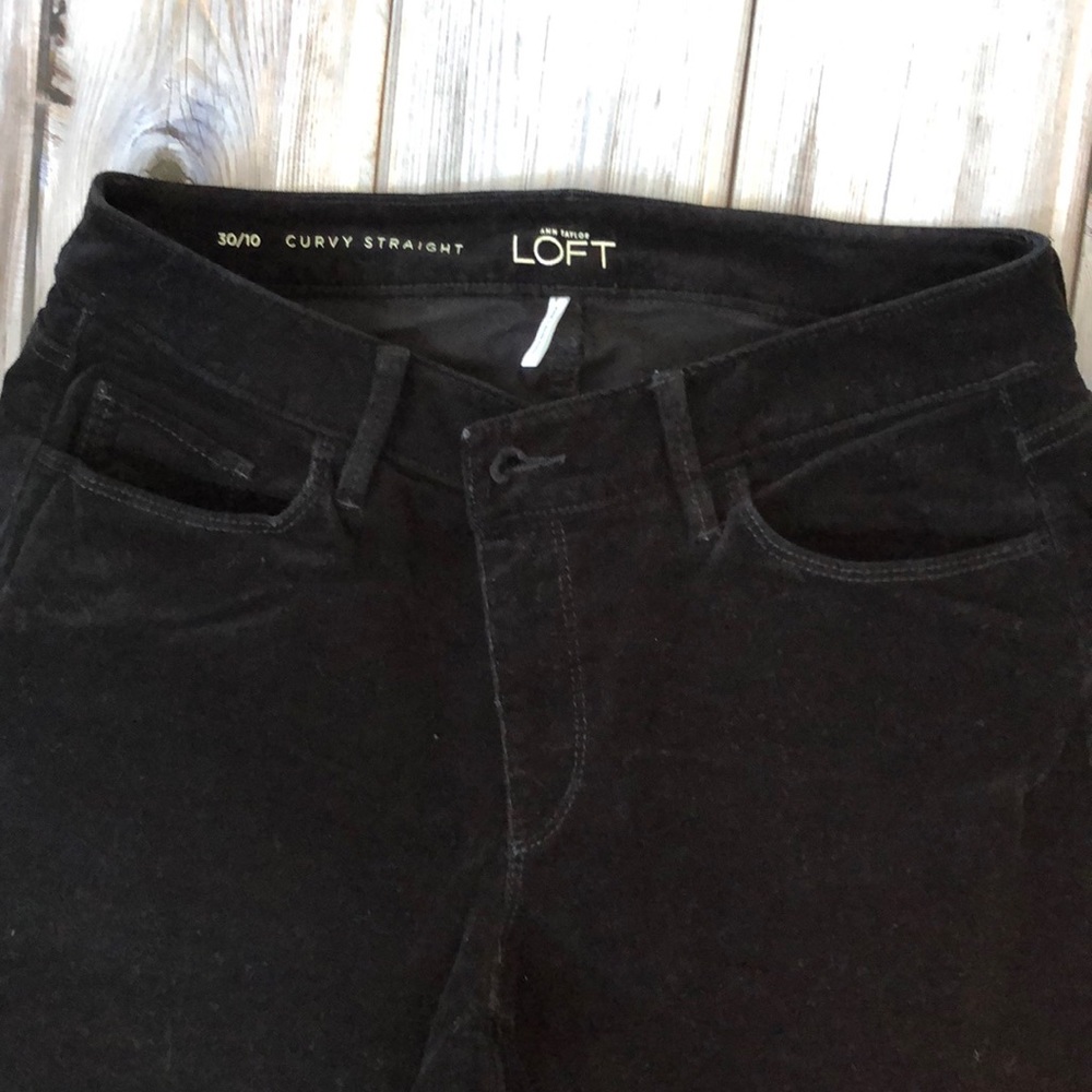 🟢 LOFT Corduroy Curvy Straight Black Pants
